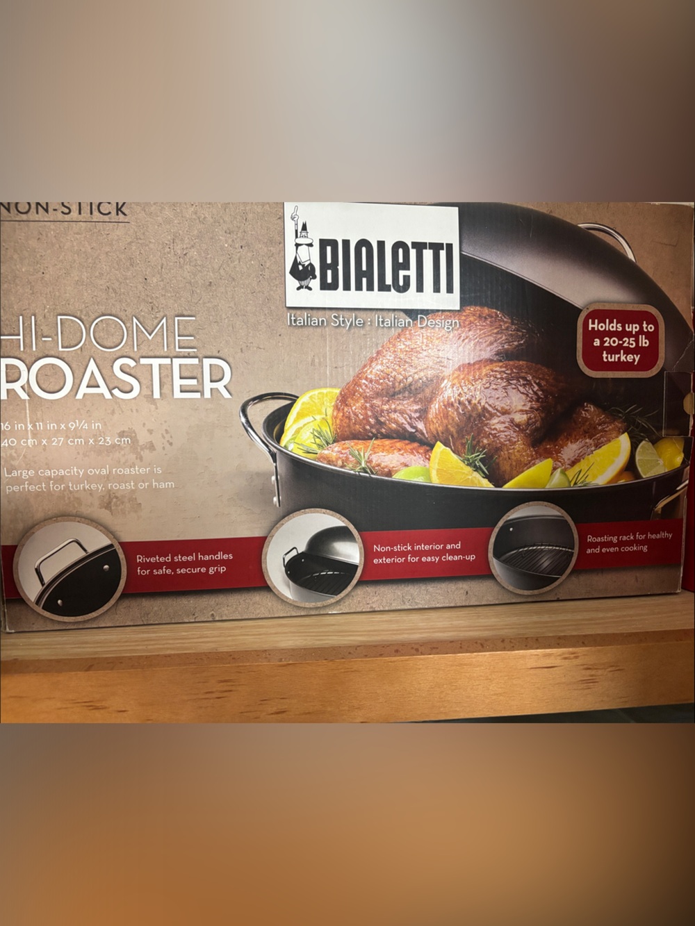 Bialetti Hi-Dome Roaster in Black - Nonstick Oval Roasting Pan